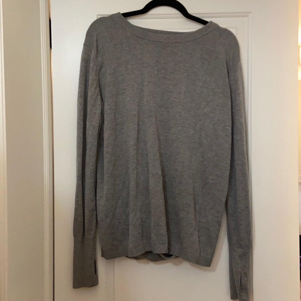 Cute Lululemon draped gray sweater.